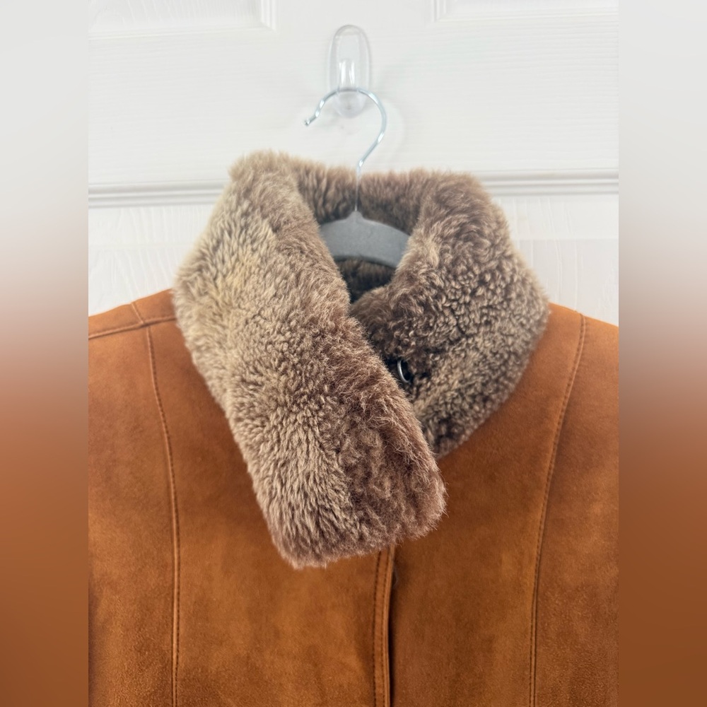 VTG Italian Shearling Suede Sheepskin Long Coat Size S - Picture 5 of 10
